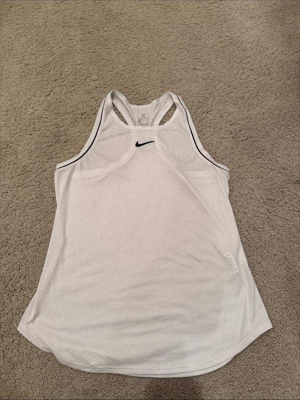Nike White Racerback Tank with Black Trim